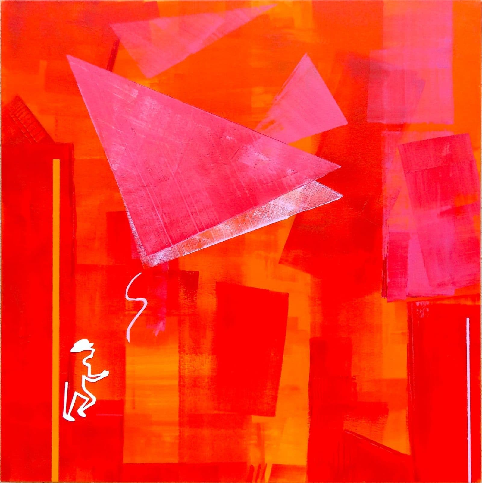 Trame 84 cerf-volant rouge, 100 × 100 cm