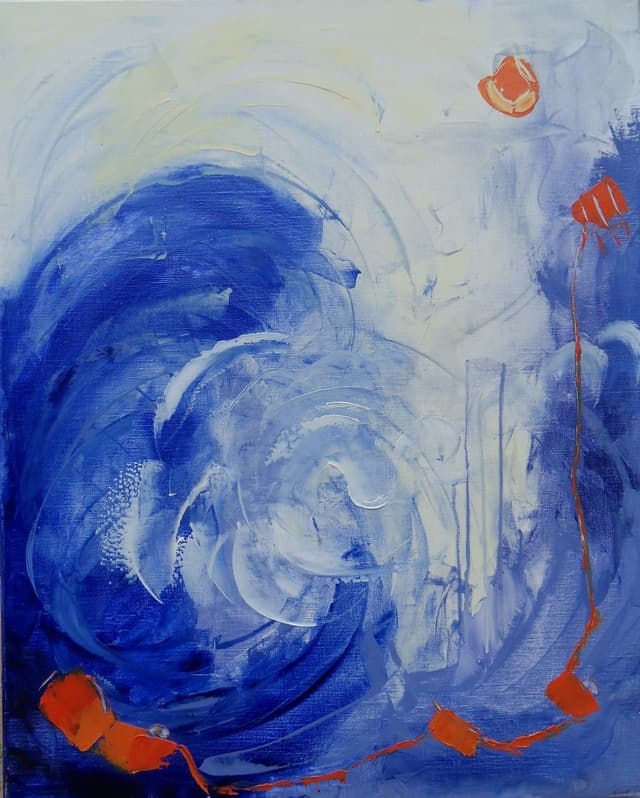 La vague bleue, Huile · 60 × 73 cm