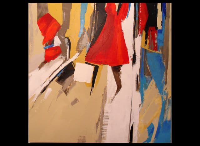 Ma robe rouge, Acrylique · 100 × 100 cm