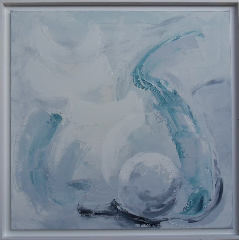 Abstrait n° 8 (The White), Huile · 70 × 70 cm
