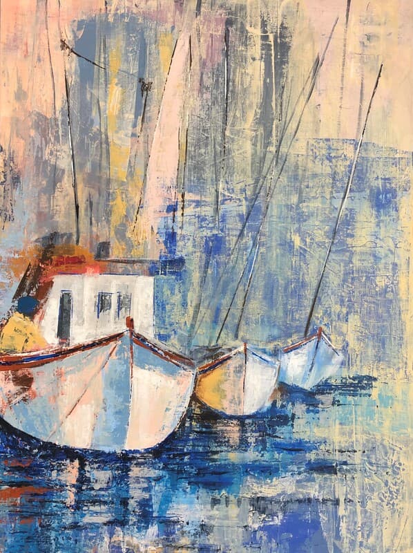 Petit matin sur le port, Acrylique · 60 × 80 cm